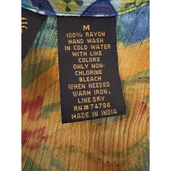 Vintage Bila California  Maxi Dress Women's Patchwork Blue Sunflower M 90s Boho - Picture 7 of 8